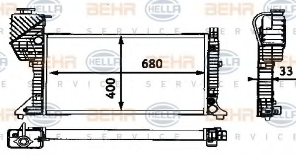 BEHR HELLA SERVICE 8MK 376 721-201 Радиатор, охлаждение двигателя 