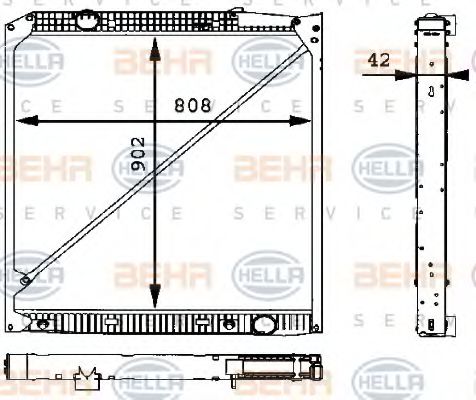 BEHR HELLA SERVICE 8MK 376 721-221 Радиатор, охлаждение двигателя 