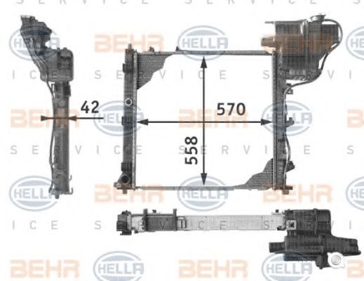 BEHR HELLA SERVICE 8MK 376 721-651 Радиатор, охлаждение двигателя 