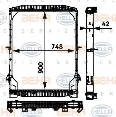 BEHR HELLA SERVICE 8MK 376 721-751 Радиатор, охлаждение двигателя 