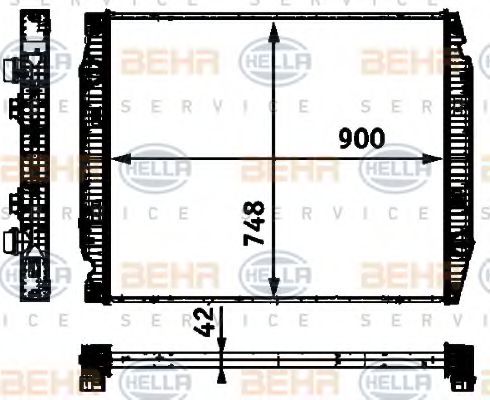 BEHR HELLA SERVICE 8MK 376 721-791 Радиатор, охлаждение двигателя 