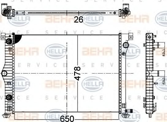 BEHR HELLA SERVICE 8MK 376 721-864 Радиатор, охлаждение двигателя 