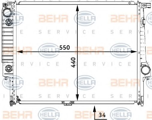 BEHR HELLA SERVICE 8MK 376 722-531 Радиатор, охлаждение двигателя 