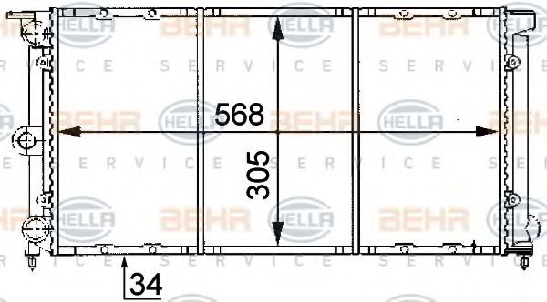 BEHR HELLA SERVICE 8MK 376 722-631 Радиатор, охлаждение двигателя 