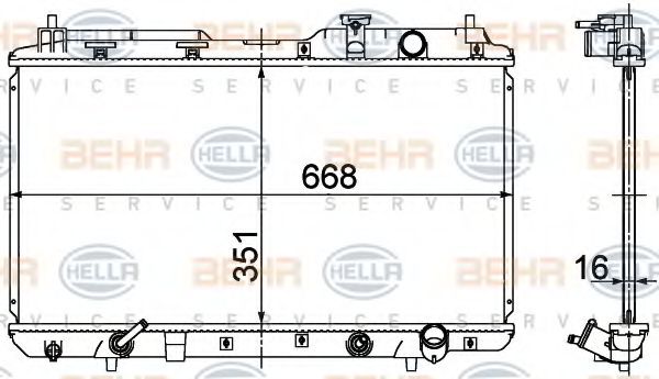 BEHR HELLA SERVICE 8MK 376 724-531 Радиатор, охлаждение двигателя 