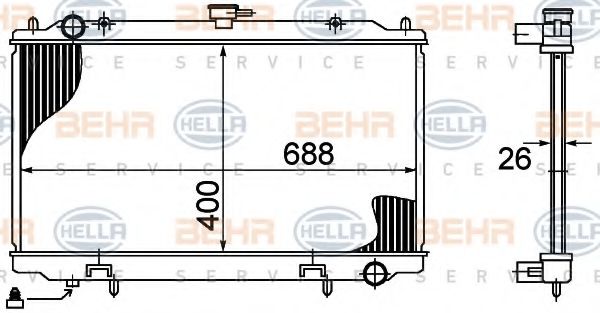 BEHR HELLA SERVICE 8MK 376 724-631 Радиатор, охлаждение двигателя 