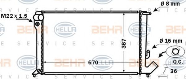 BEHR HELLA SERVICE 8MK 376 724-711 Радиатор, охлаждение двигателя 