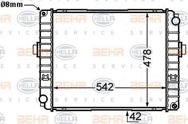 BEHR HELLA SERVICE 8MK 376 726-631 Радиатор, охлаждение двигателя 