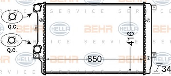 BEHR HELLA SERVICE 8MK 376 726-701 Радиатор, охлаждение двигателя 