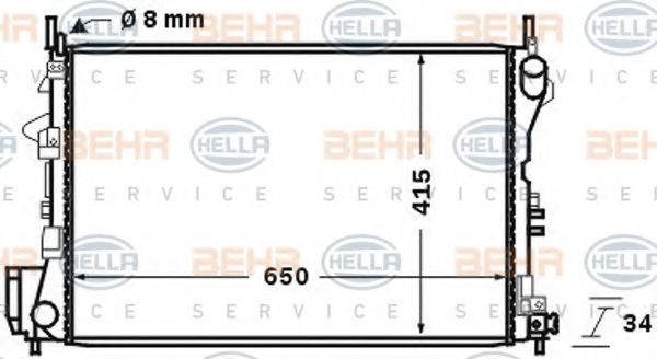BEHR HELLA SERVICE 8MK 376 726-751 Радиатор, охлаждение двигателя 