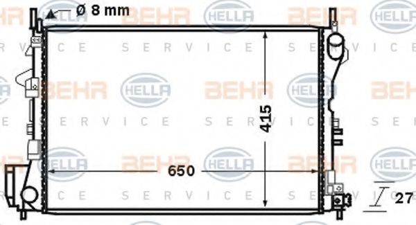 BEHR HELLA SERVICE 8MK 376 726-771 Радиатор, охлаждение двигателя 