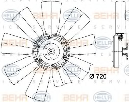 BEHR HELLA SERVICE 8MV 376 727-091 Вентилятор, охлаждение двигателя для RENAULT TRUCKS KERAX (Рено трак Кэраx) BEHR HELLA SERVICE 8MV 376 727-091 Вентилятор, охлаждение двигателя для RENAULT TRUCKS KERAX (Рено трак Кэраx)