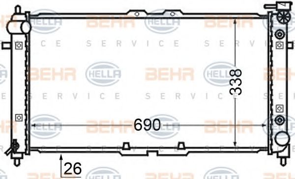 BEHR HELLA SERVICE 8MK 376 727-691 Радиатор, охлаждение двигателя 