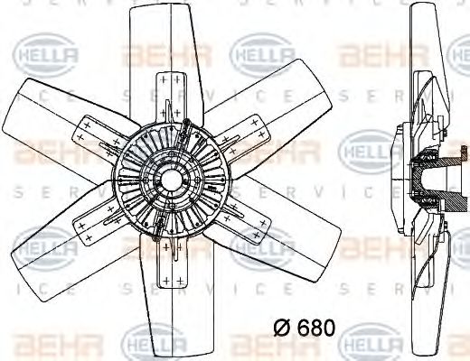 BEHR HELLA SERVICE 8MV 376 730-231 Вентилятор, охлаждение двигателя для VOLVO FL 10 (Вольво Фл 10)