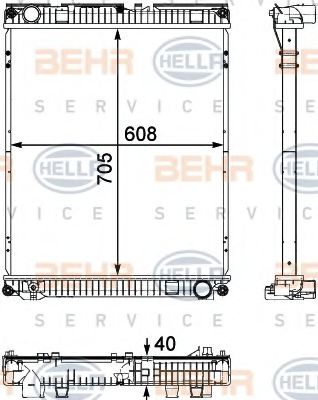 BEHR HELLA SERVICE 8MK 376 730-621 Радиатор, охлаждение двигателя 