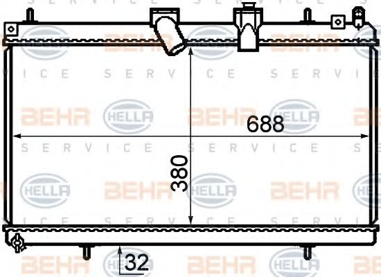 BEHR HELLA SERVICE 8MK 376 732-761 Радиатор, охлаждение двигателя 