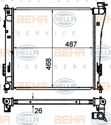 BEHR HELLA SERVICE 8MK 376 735-271 Радиатор, охлаждение двигателя 
