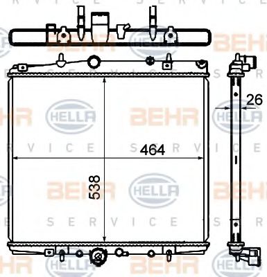 BEHR HELLA SERVICE 8MK 376 735-311 Радиатор, охлаждение двигателя 