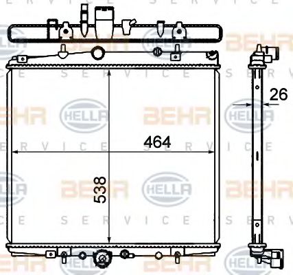 BEHR HELLA SERVICE 8MK 376 735-321 Радиатор, охлаждение двигателя 