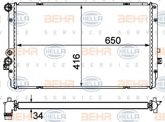 BEHR HELLA SERVICE 8MK 376 735-361 Радиатор, охлаждение двигателя 