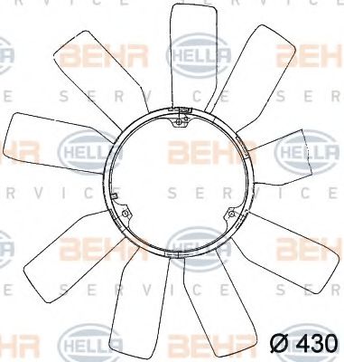 BEHR HELLA SERVICE 8MV 376 741-181 Крыльчатка вентилятора, охлаждение двигателя для SSANGYONG (Сан-янг/санянг) BEHR HELLA SERVICE 8MV 376 741-181 Крыльчатка вентилятора, охлаждение двигателя для SSANGYONG (Сан-янг/санянг)