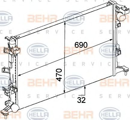 BEHR HELLA SERVICE 8MK 376 745-711 Радиатор, охлаждение двигателя 