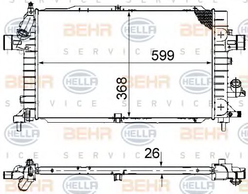 BEHR HELLA SERVICE 8MK 376 745-791 Радиатор, охлаждение двигателя 