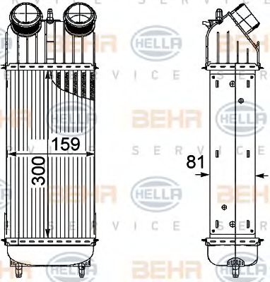 BEHR HELLA SERVICE 8ML 376 746-221 Интеркулер для PEUGEOT 207 (Пежо 207) BEHR HELLA SERVICE 8ML 376 746-221 Интеркулер для PEUGEOT 207 (Пежо 207)