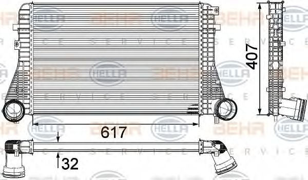 BEHR HELLA SERVICE 8ML 376 746-711 Интеркулер для VOLKSWAGEN JETTA I (Фольксваген Жэтта и) BEHR HELLA SERVICE 8ML 376 746-711 Интеркулер для VOLKSWAGEN JETTA I (Фольксваген Жэтта и)