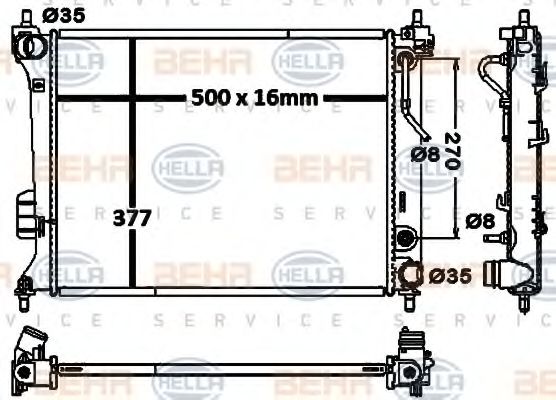 BEHR HELLA SERVICE 8MK 376 750-421 Радиатор, охлаждение двигателя 