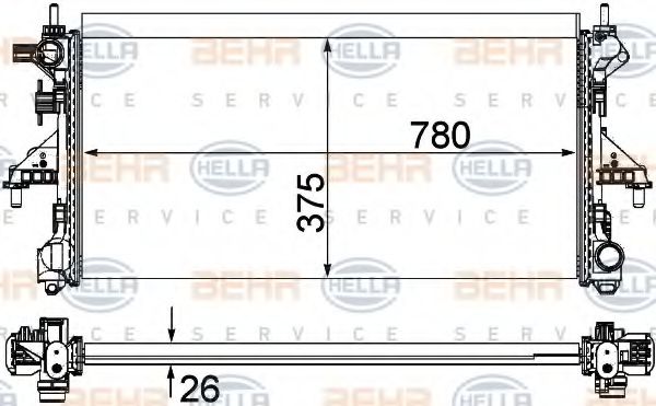 BEHR HELLA SERVICE 8MK 376 750-441 Радиатор, охлаждение двигателя 