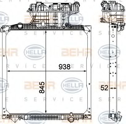 BEHR HELLA SERVICE 8MK 376 750-551 Радиатор, охлаждение двигателя 