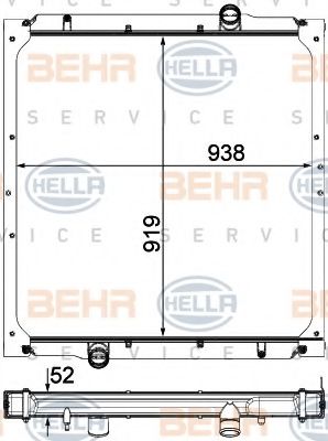 BEHR HELLA SERVICE 8MK 376 750-621 Радиатор, охлаждение двигателя 