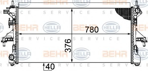BEHR HELLA SERVICE 8MK 376 753-621 Радиатор, охлаждение двигателя 