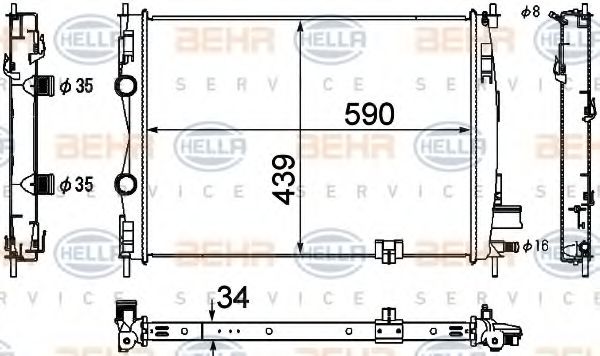 BEHR HELLA SERVICE 8MK 376 753-691 Радиатор, охлаждение двигателя 