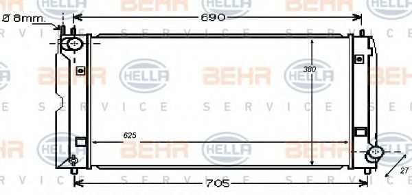 BEHR HELLA SERVICE 8MK 376 753-731 Радиатор, охлаждение двигателя 