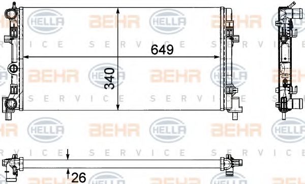 BEHR HELLA SERVICE 8MK 376 754-281 Радиатор, охлаждение двигателя 