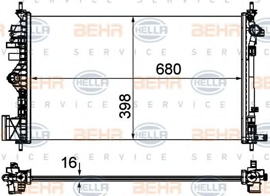 BEHR HELLA SERVICE 8MK 376 754-301 Радиатор, охлаждение двигателя 