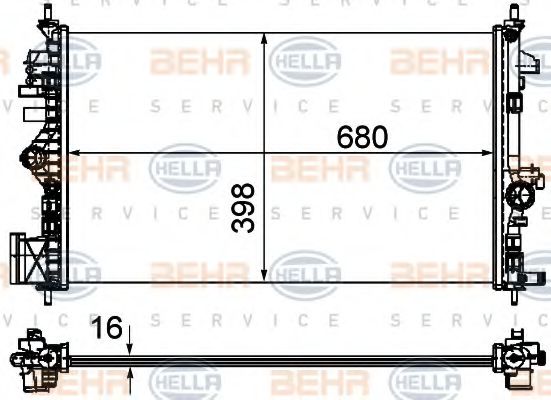 BEHR HELLA SERVICE 8MK 376 754-321 Радиатор, охлаждение двигателя 