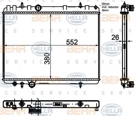 BEHR HELLA SERVICE 8MK 376 755-331 Радиатор, охлаждение двигателя для PEUGEOT 407 (Пежо 407) BEHR HELLA SERVICE 8MK 376 755-331 Радиатор, охлаждение двигателя для PEUGEOT 407 (Пежо 407)