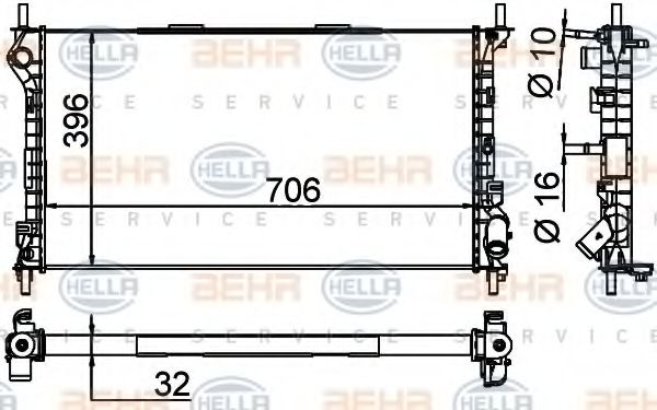 BEHR HELLA SERVICE 8MK 376 756-581 Радиатор, охлаждение двигателя для FORD TRANSIT CONNECT (Форд Трансит cоннэcт) BEHR HELLA SERVICE 8MK 376 756-581 Радиатор, охлаждение двигателя для FORD TRANSIT CONNECT (Форд Трансит cоннэcт)