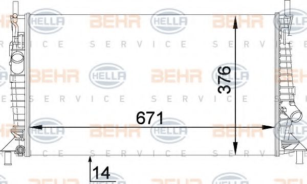 BEHR HELLA SERVICE 8MK 376 764-281 Радиатор, охлаждение двигателя для FORD FOCUS II (Форд Фокус 2)