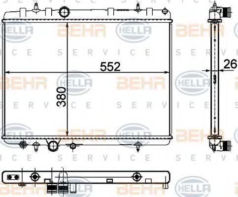 BEHR HELLA SERVICE 8MK 376 767-101 Радиатор, охлаждение двигателя для PEUGEOT (Пежо) BEHR HELLA SERVICE 8MK 376 767-101 Радиатор, охлаждение двигателя для PEUGEOT (Пежо)