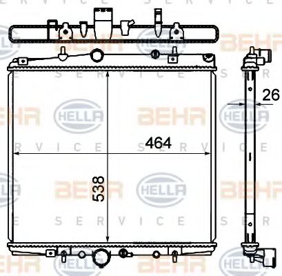 BEHR HELLA SERVICE 8MK 376 767-111 Радиатор, охлаждение двигателя для PEUGEOT 807 (Пежо 807)
