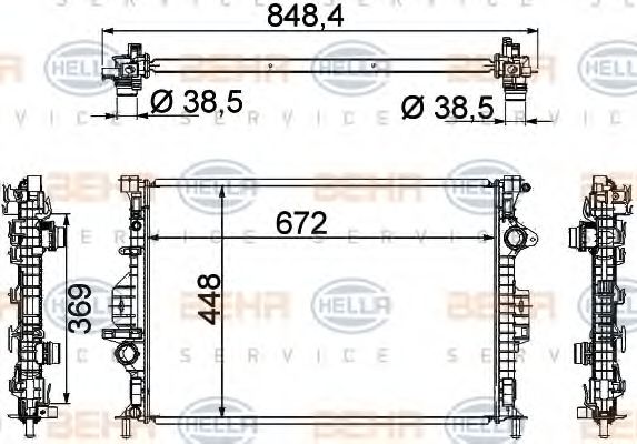 BEHR HELLA SERVICE 8MK 376 787-121 Радиатор, охлаждение двигателя для FORD (Форд)