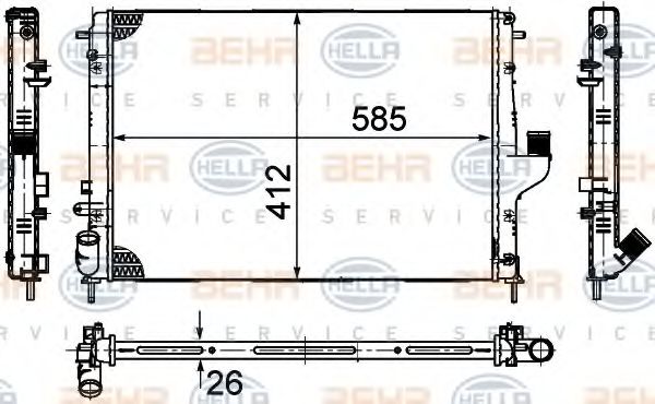 BEHR HELLA SERVICE 8MK 376 787-651 Радиатор, охлаждение двигателя для DACIA SANDERO (Дача Сандэро) BEHR HELLA SERVICE 8MK 376 787-651 Радиатор, охлаждение двигателя для DACIA SANDERO (Дача Сандэро)