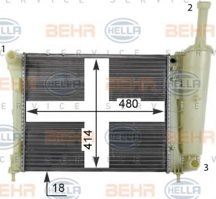 BEHR HELLA SERVICE 8MK 376 790-051 Радиатор, охлаждение двигателя для FIAT 500 C (Фиат 500 c) BEHR HELLA SERVICE 8MK 376 790-051 Радиатор, охлаждение двигателя для FIAT 500 C (Фиат 500 c)