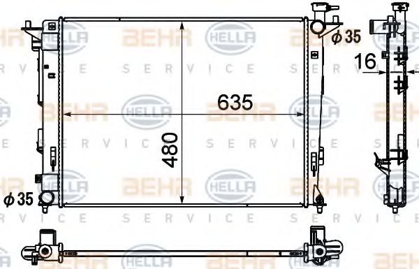 BEHR HELLA SERVICE 8MK 376 790-441 Радиатор, охлаждение двигателя для KIA (Киа) BEHR HELLA SERVICE 8MK 376 790-441 Радиатор, охлаждение двигателя для KIA (Киа)
