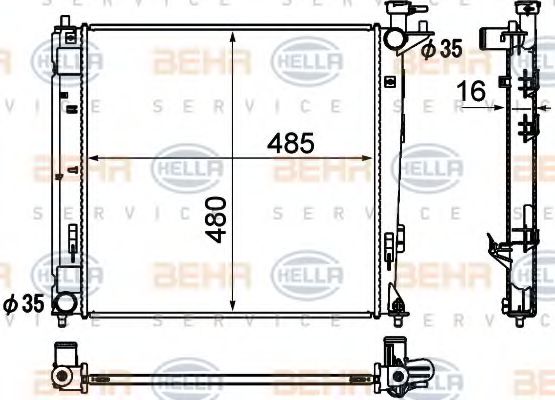 BEHR HELLA SERVICE 8MK 376 790-461 Радиатор, охлаждение двигателя для KIA (Киа) BEHR HELLA SERVICE 8MK 376 790-461 Радиатор, охлаждение двигателя для KIA (Киа)