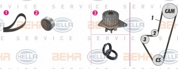 BEHR HELLA SERVICE 8MP 376 800-811 Комплект ремня ГРМ для PEUGEOT 106 II (Пежо 106 2) BEHR HELLA SERVICE 8MP 376 800-811 Комплект ремня ГРМ для PEUGEOT 106 II (Пежо 106 2)